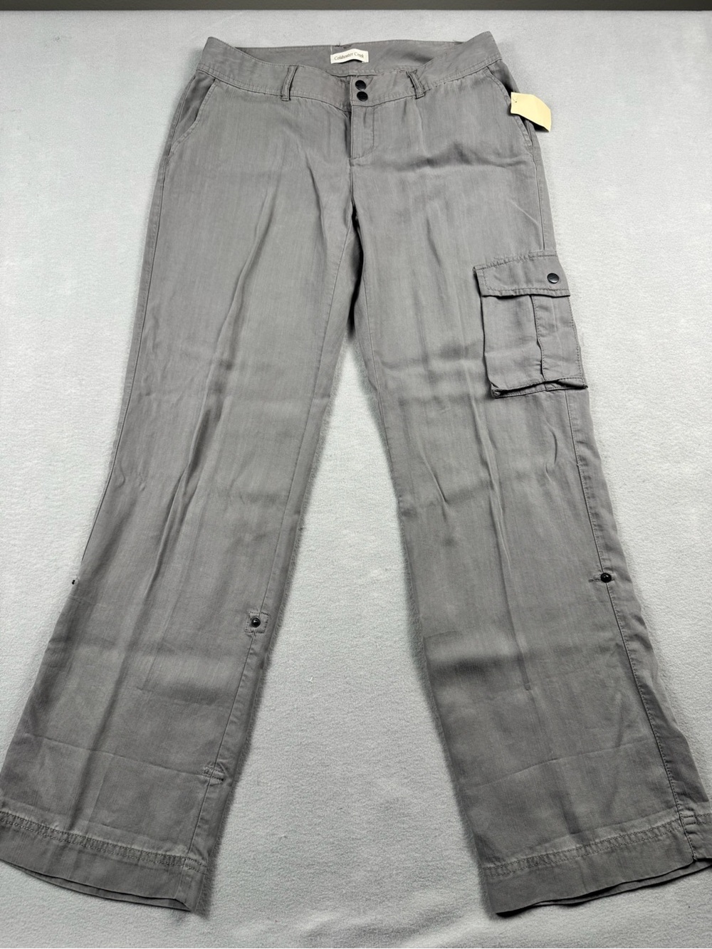 Coldwater Creek Cargo Tencel Pants Women’s 10 Gray Adjustable Roll Tab Outdoor